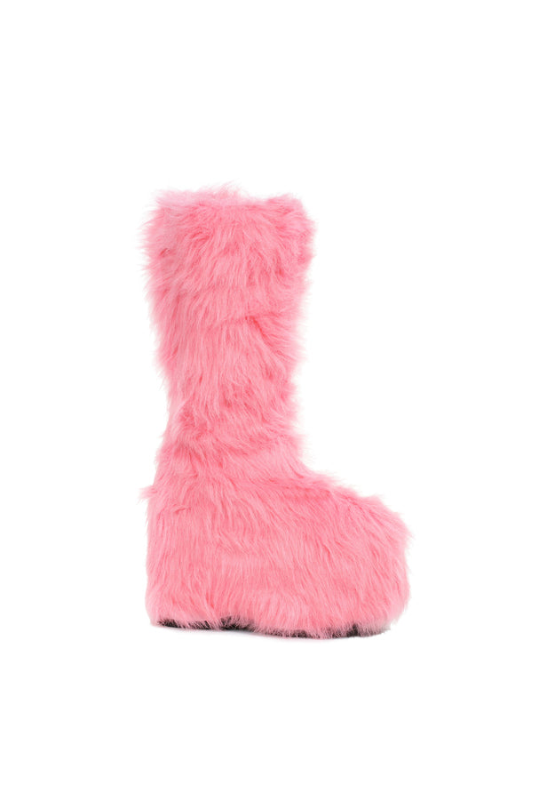 5 Chunky Heel Platform Boot with faux fur.