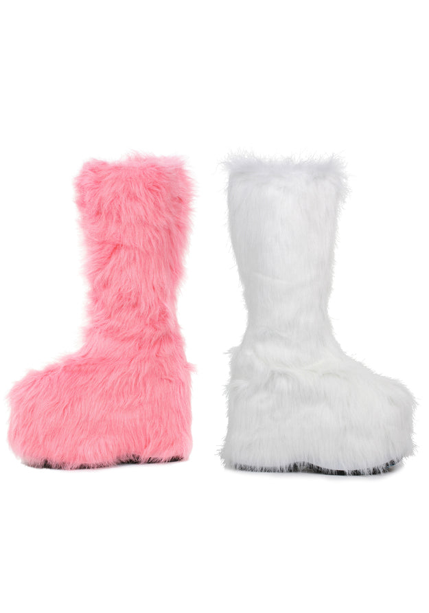 5 Chunky Heel Platform Boot with faux fur.