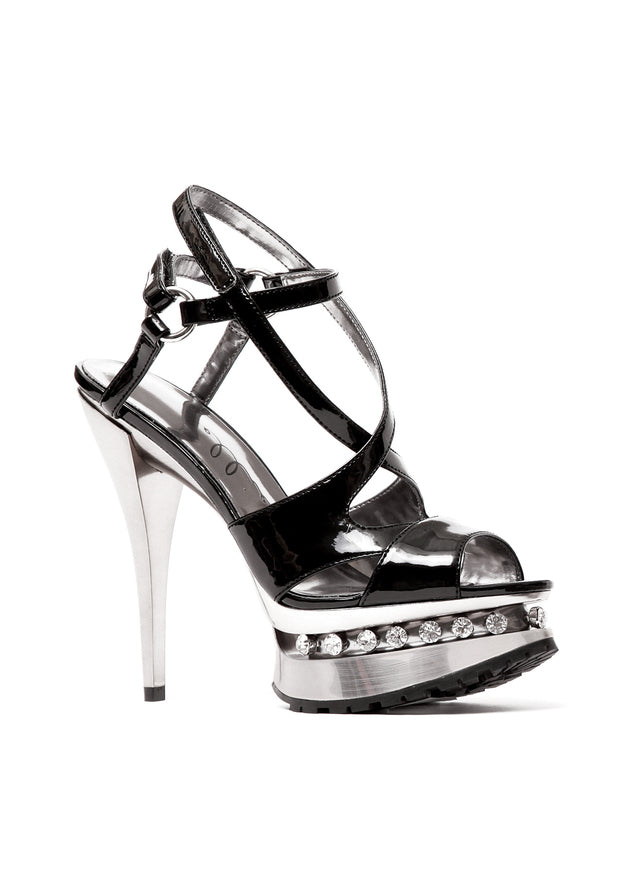 5 Platfrom heel with rhinestones and strap detail