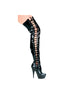 6 Pointed Stiletto Thigh High stretch Boots W/Side Laces.