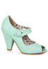 4 Peep Toe Heel With Button Detal Closure