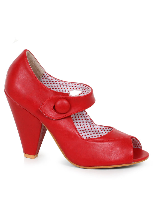 4 Peep Toe Heel With Button Detal Closure