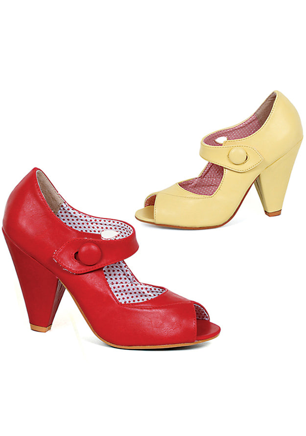 4 Peep Toe Heel With Button Detal Closure