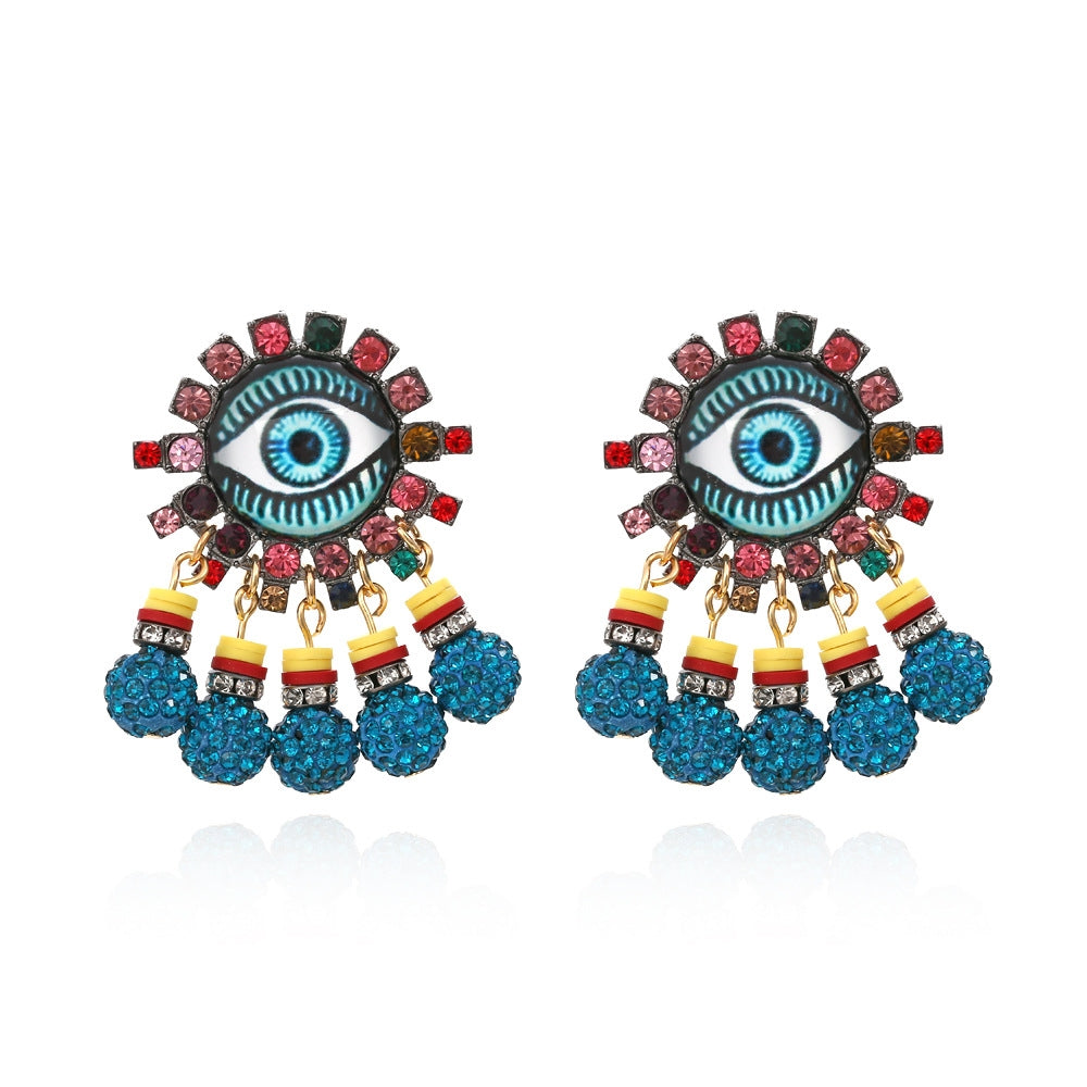 All Seeing Evil Eye Rhinestone Dangling Earrings