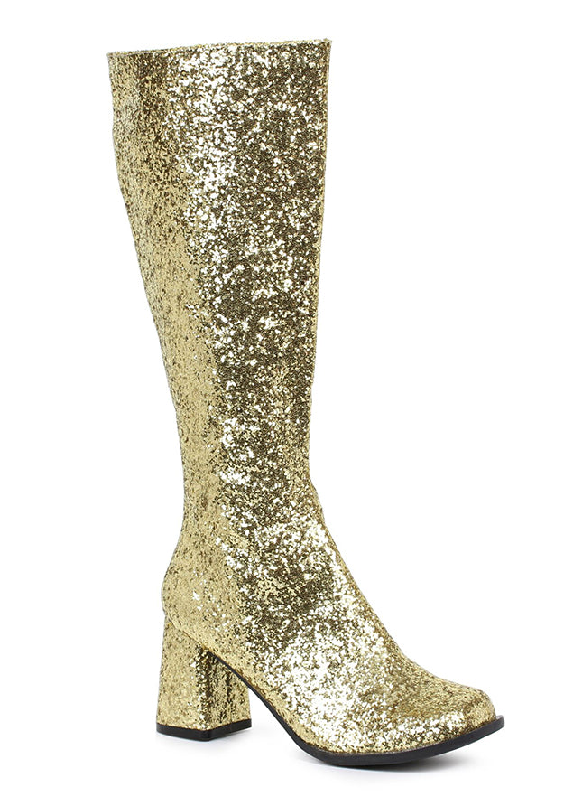 3 Heel Glitter Gogo Boot. W/Zipper.