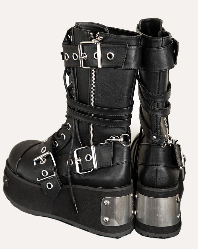 Chrome Metal Plated Platform Rave Unisex Boots