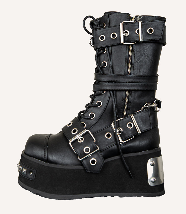 Chrome Metal Plated Platform Rave Unisex Boots
