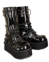 Black Patent Pyramid Studded Boots