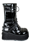 Black Patent Pyramid Studded Boots