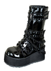 Black Patent Pyramid Studded Boots