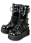 Black Patent Pyramid Studded Boots