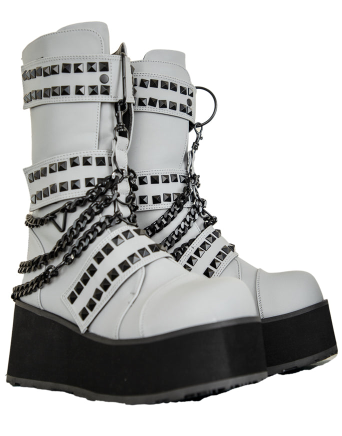 Grey Multi Reflective Rave Unisex Platform Boots