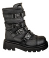 Black Pu Rave Platform Boots w/ Plastic Buckle Straps