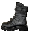 Black Pu Rave Platform Boots w/ Plastic Buckle Straps