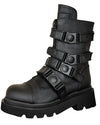 Black Pu Rave Platform Boots w/ Plastic Buckle Straps