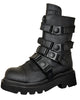 Black Pu Rave Platform Boots w/ Plastic Buckle Straps