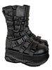 Unisex Platform Rave Boots w Multiple Buckles Side Gusset