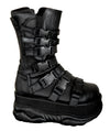 Unisex Platform Rave Boots w Multiple Buckles Side Gusset