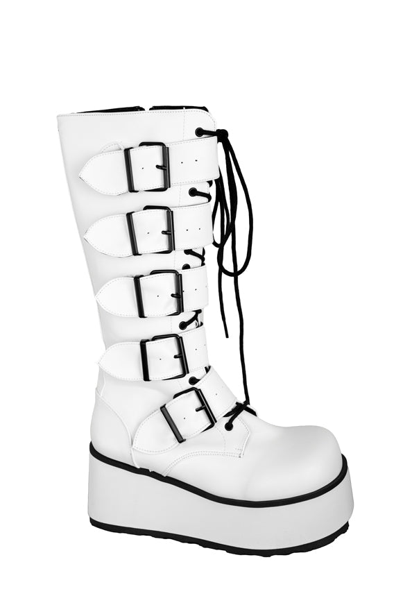 White PU Multiple Buckle Cyber Rave Boots