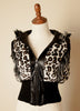 Vintage Cowgirl Furry Hoodie Cropped Zipper Cow Animal Print Jacket Rave Top Large