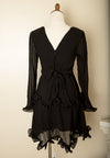 NWT Vintage Style Little Black Dress w Ruffles Gothic Victorian Princess Style Kimono Party L