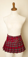 Vintage - Pleated Red Plaid Mini Skirt Clubwear Punk Gothic Rave School Girl Clubbing Large