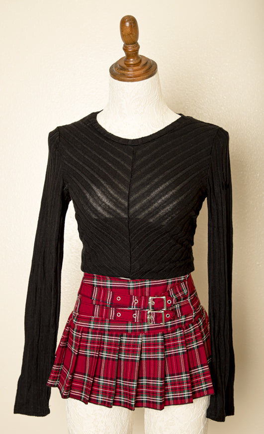 Black Long Sleeve Fitted Gothic Top Size Medium