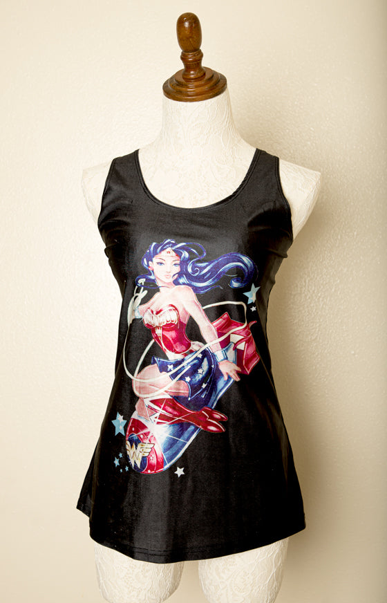 Handmade Wonder Woman Cosplay Rave Tank Top Sleeveless Top Size Large