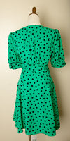 TopShop Green Polka Dot Dress Vintage Dress Aline Spring/Summer Dress UK 14 L