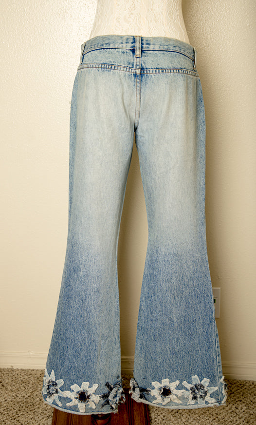 Vintage Bell Bottoms Flare Blue Hippie Bohemian Blue Jeans Pants 8