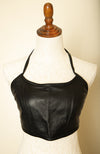 Vintage -100% Genuine Leather Tie in the Back Crop Bra Rave Gothic Biker Top