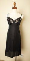 Vintage-Black Nightgown Sleepwear Lace Spaghetti Strap Dress Size M 38 Bust