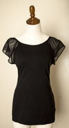 Vintage - Express Chiffon Sleeve Black Stretchy Casual Shirt Top Size Medium