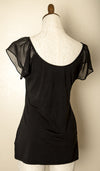 Vintage - Express Chiffon Sleeve Black Stretchy Casual Shirt Top Size Medium