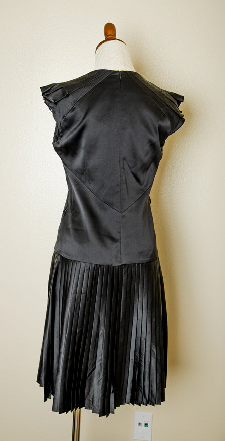 Zac Posen Vintage 100% Silk Black Flapper Style Dress