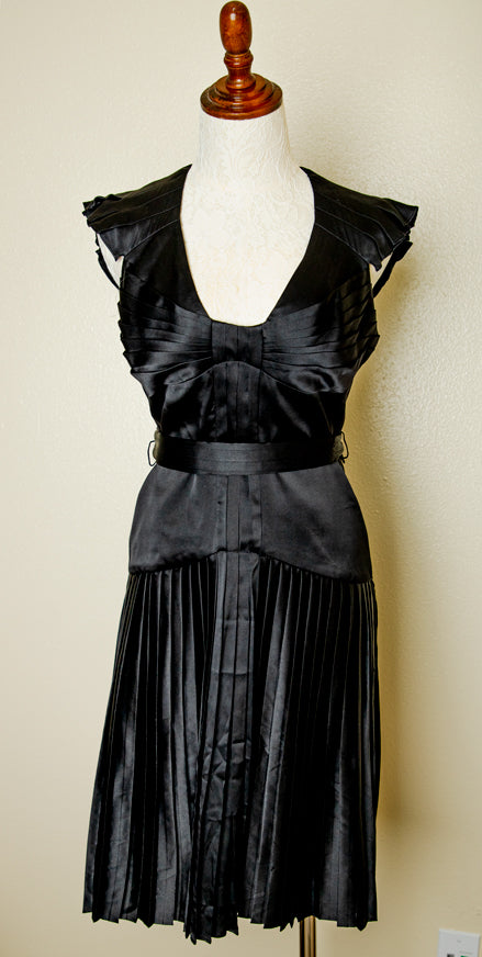 Zac Posen Vintage 100% Silk Black Flapper Style Dress