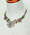 Betsey Johnson Rhinestone Necklace w Spider Web and Crabs gothic / Rave