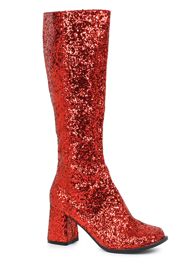 3 Heel Glitter Gogo Boot. W/Zipper.