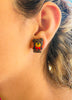 Cute Brown Teddy Bear w/ Bowtie Stud Earrings