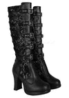 Black Corset Victorian Lace Up Military Combat Witch Womens Boots