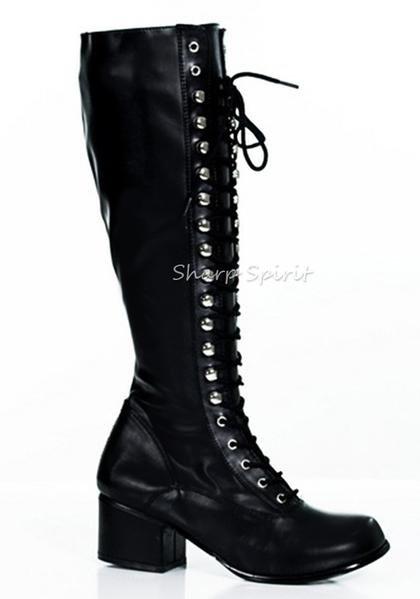 White Lace-Up Combat Gogo Boots
