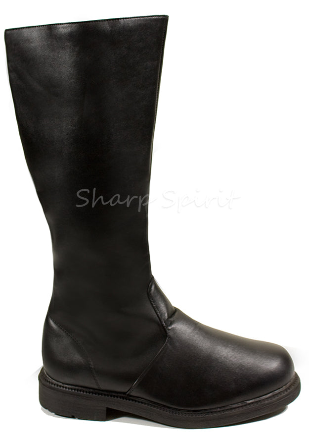 Black Pu Captain Knee High Boots