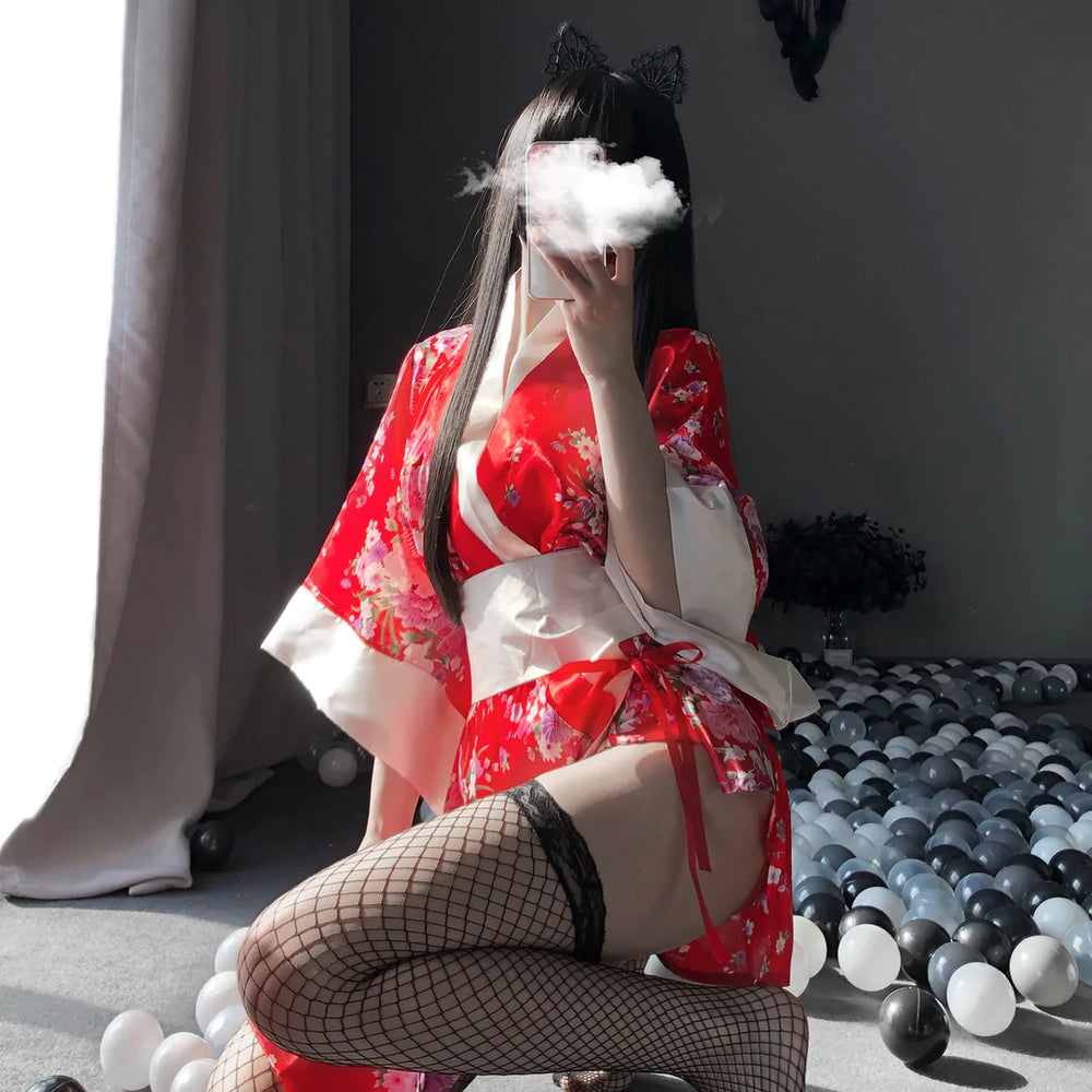 Yanina's Sleepwear Floral Kimono One Size