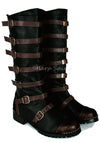 Strapped Steampunk Bronze Military Combat Halloween Costume Mens Boots